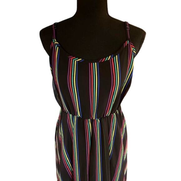Torrid Size 0 Rainbow Stripe Midi Dress – Adjustable Spaghetti Straps - Picture 2 of 4